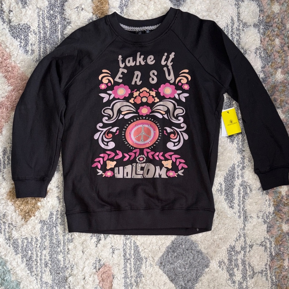 Volcom Faded Black Sweatshirt with Graphics